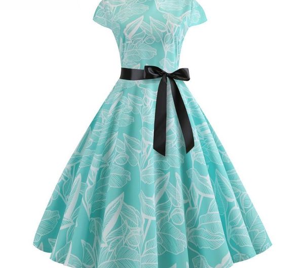 

plus size women clothing woman dresses women summer dress floral print vintage 1950s 60s casual party office rockabilly plus size mujer, Black;gray