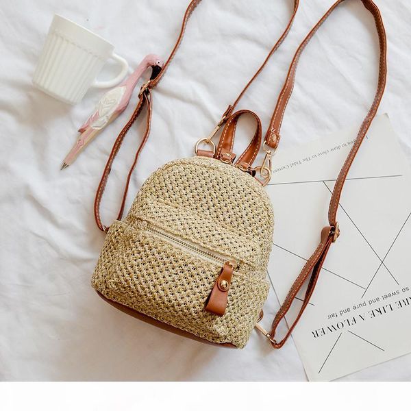 

designer-straw backpacks women small schoolbags for girls teen rucksack female beach mini shoulder bags weave satchel rattan
