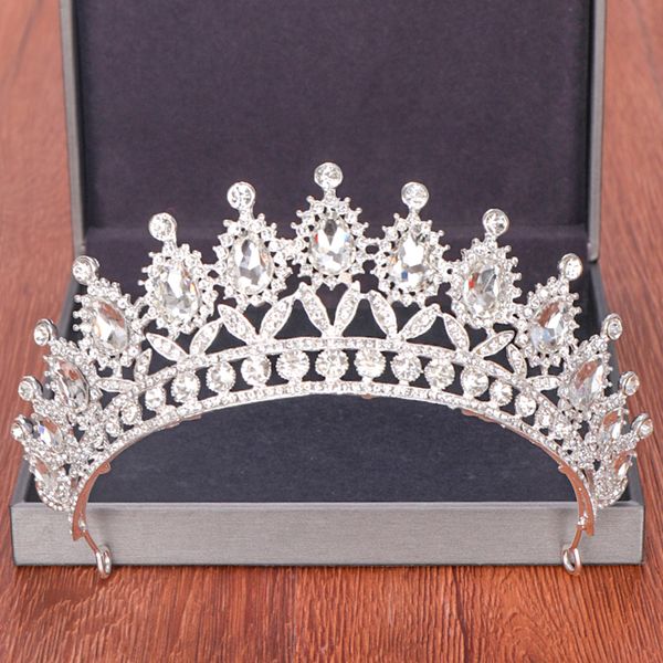 

Baroque Silver Crystal Tiaras And Crowns Wedding Hair Accessories Bridal Crown Diadem Hair Jewelry Rhinestone Wedding Headpiece