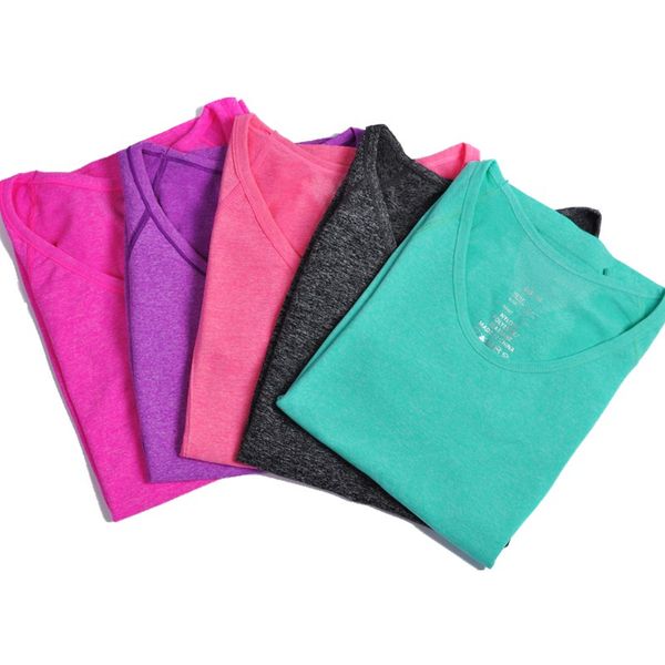 

5 colors summer women tank dry quick compression gym tees fitness sport t-shirt for running training, Black;blue