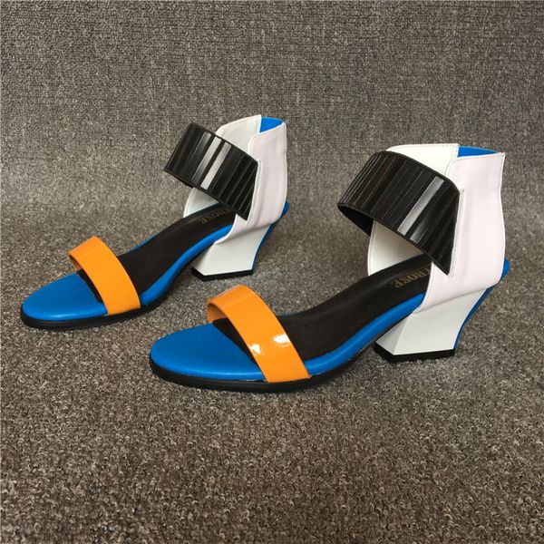 

size 35 jadyrose women chunky sandals mixed color summer shoes real ps, Black