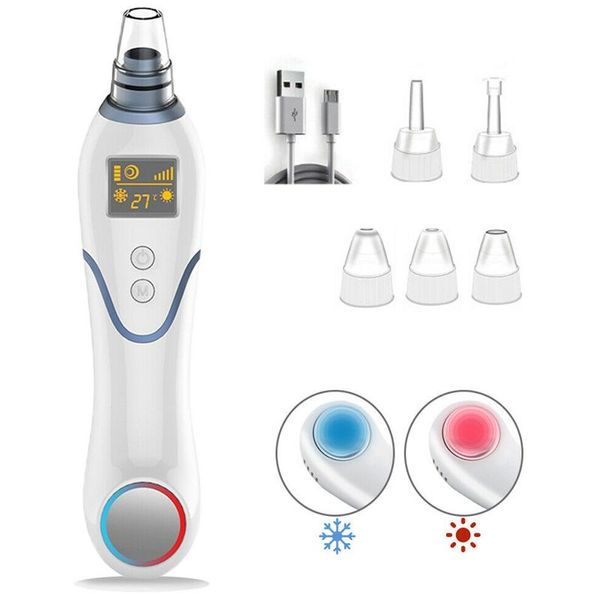 Quente e fria Compress Instrumento Blackhead Remoção Acne Pore Vacuum Cleaner USB recarregável Led Acne tela Skin Care Ferramenta J1250