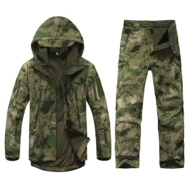 

mounchain мужчины softshell fleece jacket открытый отдых туризм + брюки set, Blue;black