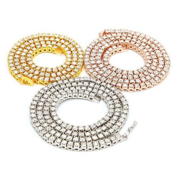 

men's hip hop bling bling iced out tennis chain 1 row 3mm/4mm necklaces sumptuous clastic high grade men chain fashion jewelry z155, Black