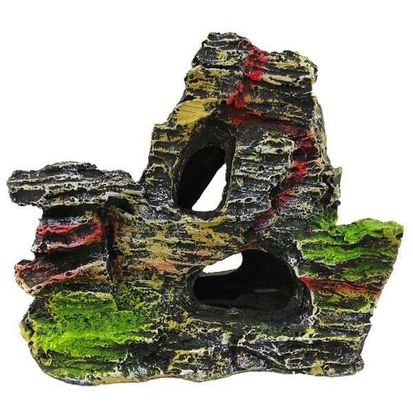 

playing view rock cave fish tank artificial aquarium mountain stone tree bridge