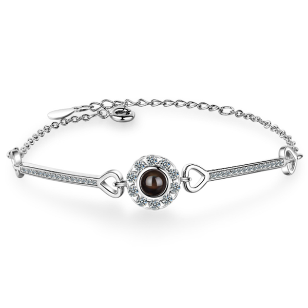 

net red sweet romantic projection love confession memory 100 languages i love you female models silver plated bangle lu006, Black