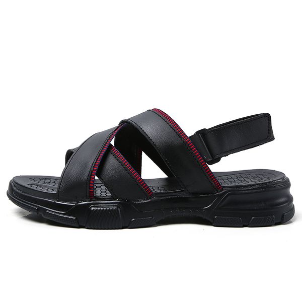 

в mens sandalia больших роскошных гладиаторских piel тапочки 44 резиновых 39 couro sandalhas plage сандалии cuero эм сандал скольжения мужчи, Black