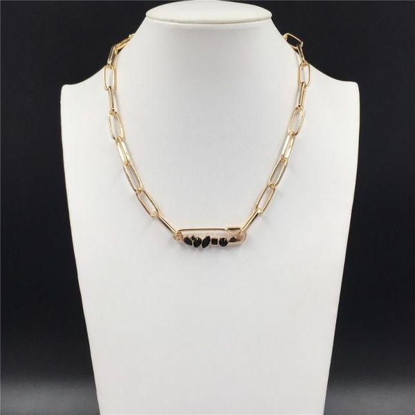 

new trend unique black clear stone clip pendant necklace for women girl lady unique design modern lady jewelry, Silver