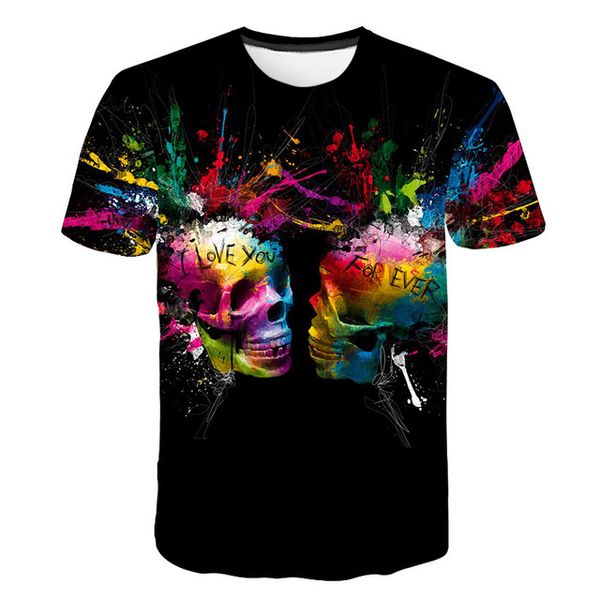 

3d horrifying skull blood print 3d print shirts hippie hentai anime men clothing