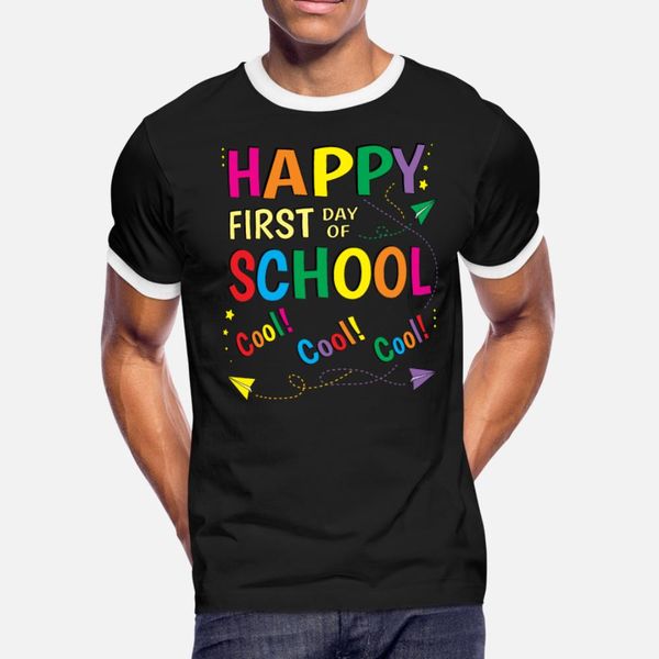 

back to school happy first 1st day of school cool t shirt men custom short sleeve s-xxxl letter famous casual spring autumn letters shirt