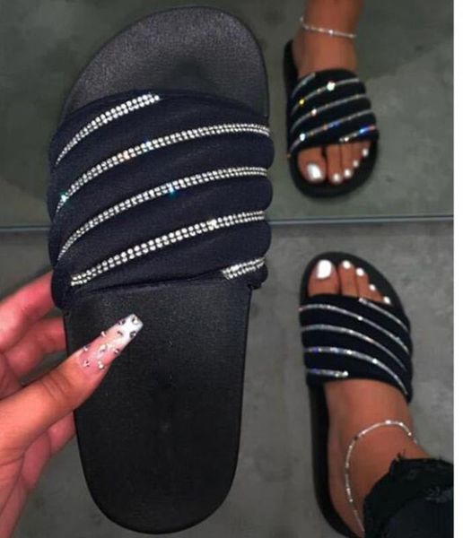 

summer slippers crystal sandals fashion women sandals flat jelly shoes non-slip beach shoes home casual shoe, Black