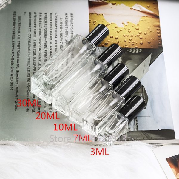 

3ml4ml7ml10ml20ml30ml clear square spray scent bottle, empty glass beauty perfume mist spray nozzle sample tube,perfume atomizer