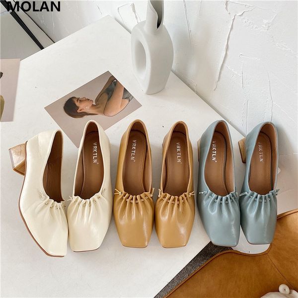 

molan brand design 2020 autumn soft leather square toe women fashion shoes middle heel mary jane lady pumps slip-on loafers, Black