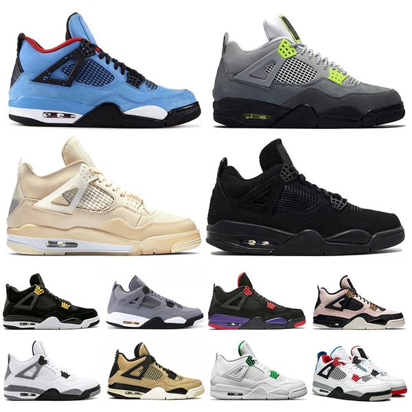 

new 2020 travis scott cactus jack 4 jumpman 4s neon sail men women basketball shoes black cat bred mens womens trainers sports sneaker