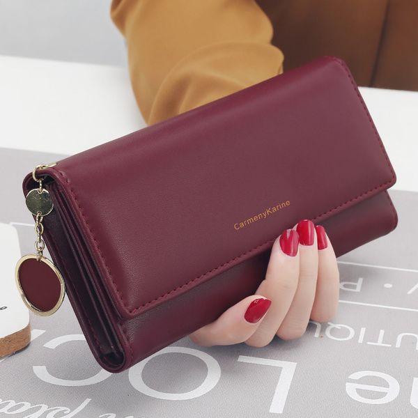 

aliwood new fashion women wallets brand letter long tri-fold wallet purse fresh leather female clutch card holder cartera mujer, Silver