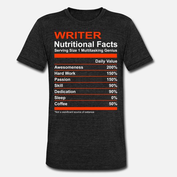 

nutritional facts writer t shirt men print cotton round neck cool anti-wrinkle basic spring letters shirt