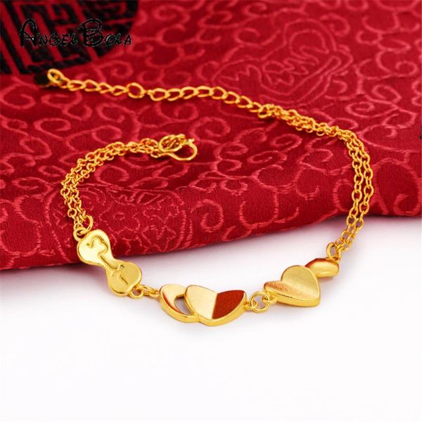 

new 24k gold love transfer bead bracelet vietnam gold color lucky bracelets for women no fade jewelry accessories, Black