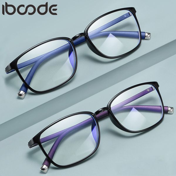

iboode clear transparent computer glasses frame men women anti blue light blocking eyeglasses tr90 myopia optical spectacles new, Black