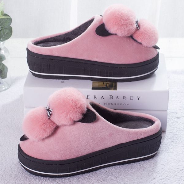 

2020 new products winter creative indoor home warm cotton slippers thick bottom slippers women, Black