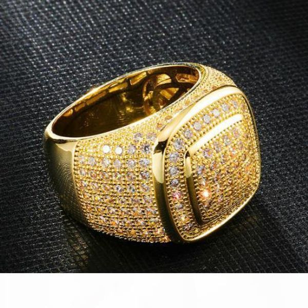 

personalized jewelry gold white gold plated mens diamond iced out man wedding engagement rings square pinky ring for men gifts for sale, Golden;silver