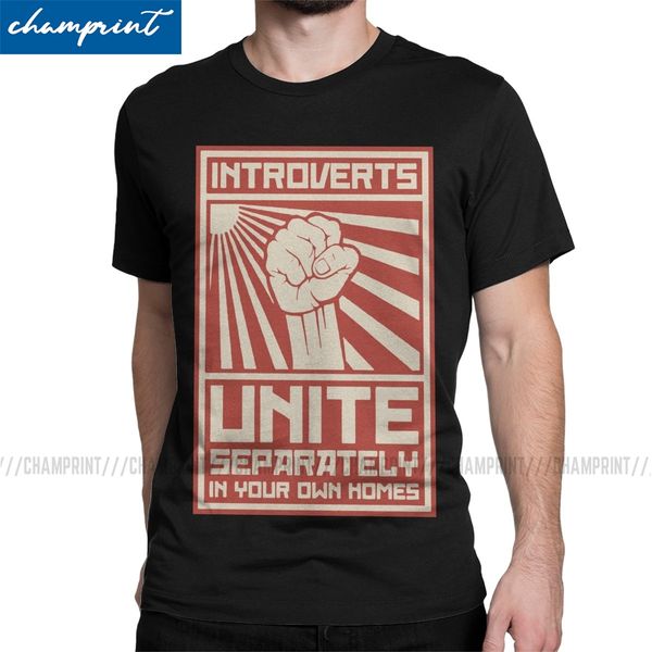 

men's t-shirt introverts unite separately in your own homes fun tee shirt leave me alone t shirt crew neck clothing gift idea