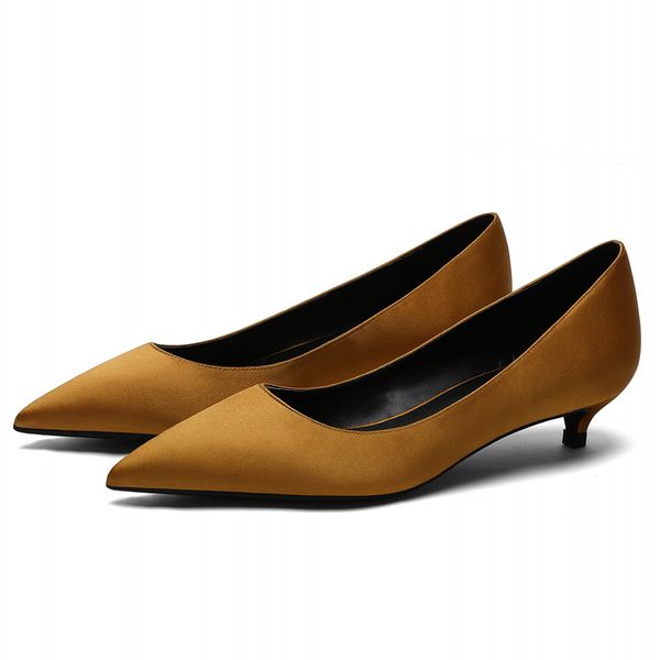 

fairyland2020 silk sale design female pumps women fashion office work wedding party ladies low heel shoes spring f0085, Black