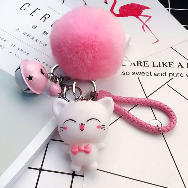 

factory direct korean fashion bag hanging cute doll car key chain with woven rope pendant portable outside, Black