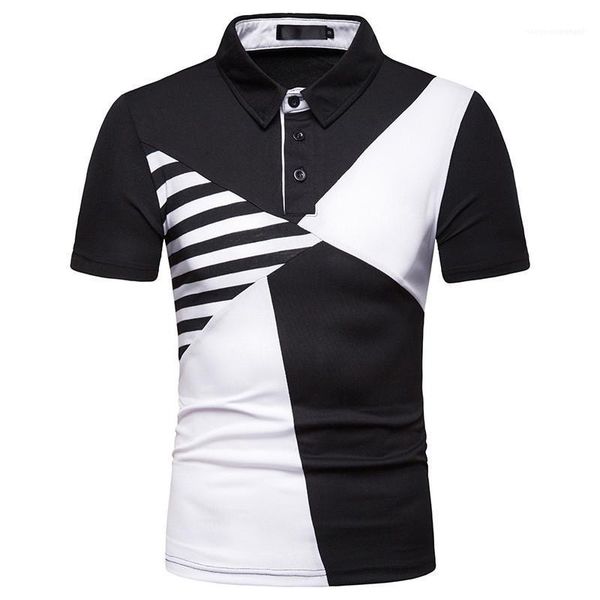 

tshirts mens clothes panelled mens designer tshirts patchwork color fashion tshirts lapel neck short sleeve casual, White;black