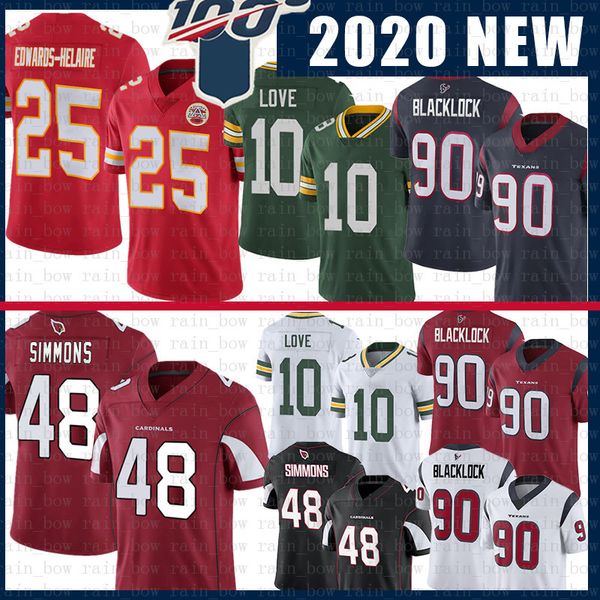 

clyde edwards-helai isaiah simmons ross blacklock 25 love jersey arizona cardinal houston texan packer kansas city chief, Blue;black