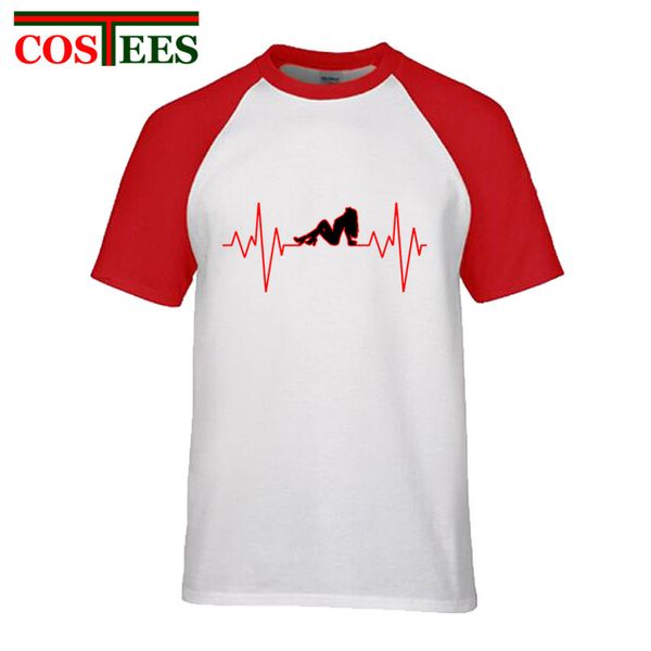 

new novelty parody girl heartbeat t shirts men cartoon funny electric pulse printed tees camiseta geek leisure t-shirt homme