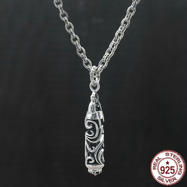 

s925 sterling silver men's necklace personality fashion classic jewelry punk style domineering eternal flower shape 2018 new