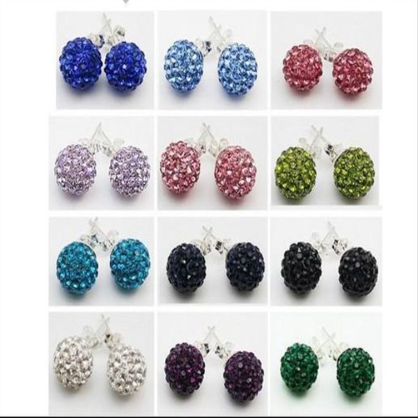 

stud 10pair disco 925 ball sterling 10mm earring new silver crystal footballshoe jrgmh, Golden;silver