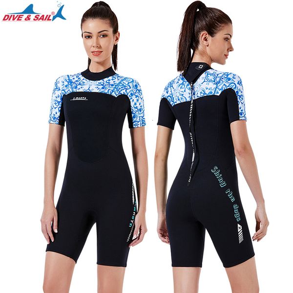 

shorty wetsuit women men, one piece 3mm neoprene thermal swimsuit back zip for scuba diving surfing snorkeling swimming adult