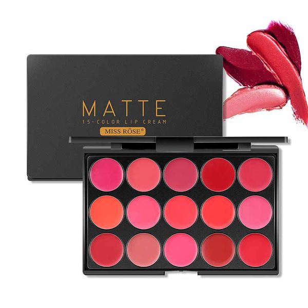 Miss Rose 15 cor do batom Paleta Hidratante Matte Lipstick creme Lips Makeup Palette