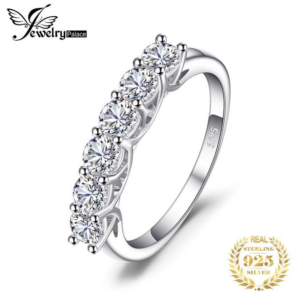

jewelrypalace cz wedding rings 925 sterling silver rings for women stackable anniversary ring eternity band silver 925 jewelry, Golden;silver