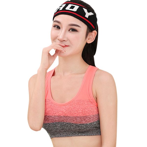 

sports bra breathable high stretch fitness women padded for running yoga gym seamless crop bra gradient sport, White;black