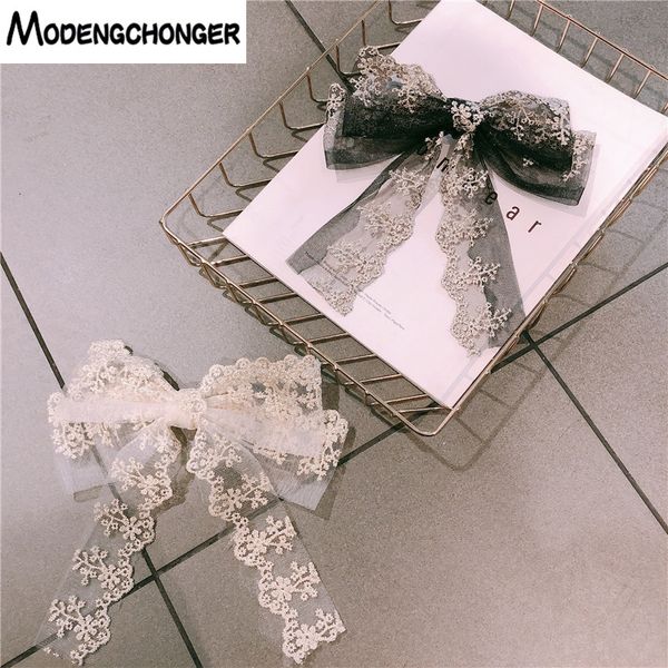 

1pc vintage lace barrette bow for woman girls fashion knot hairpins large clip temperament headwear hair accessories hot