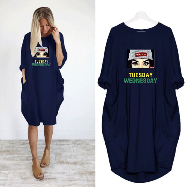 

women's diy dress 2020 fashion new trend letter printing pattern women's long large size t-shirt loose casual dress size s-5xl, Black;gray