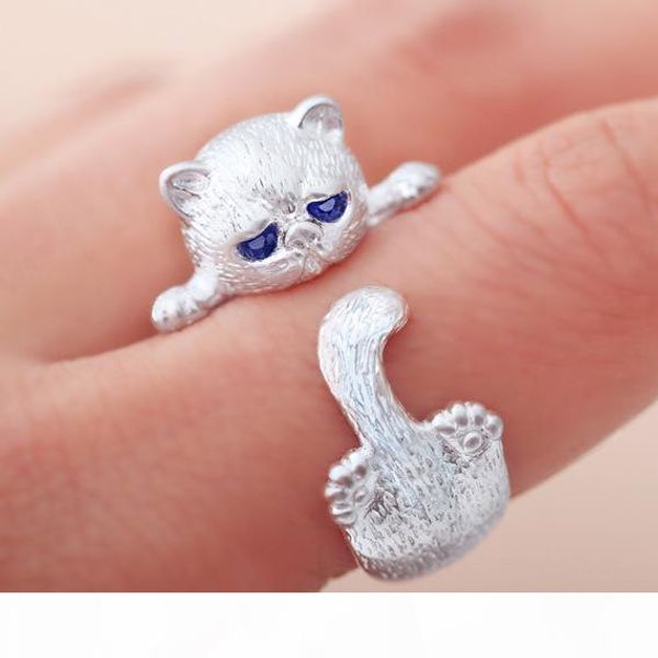 

925 sterling silver cat ring kitty openning ring adjustable famous design catty rings for woman jewelry