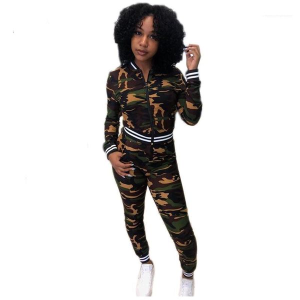 

женская 2pcs набор кардиган gym street style женский одежда камуфляж женщины tracksuit спорт с длинным рукавом, Gray