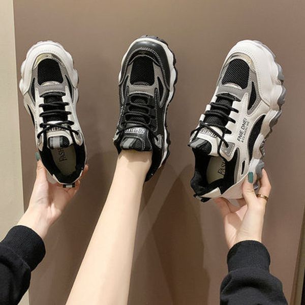 

2020 spring and autumn new wild wave dad tide shoes female ins student shoes super fire sports women's, Black