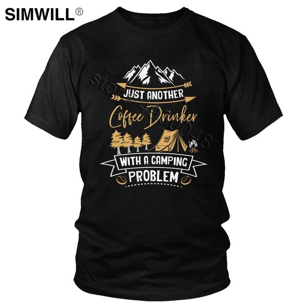 

men's just another coffee drinker with a camping problem t-shirt funny funny camp quote tshirt short sleeved cotton printed tee