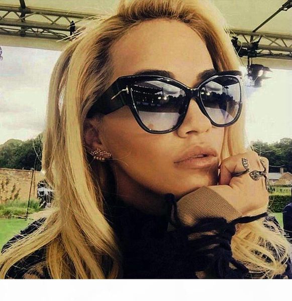 

toyearn fashion ladies cat eye sunglasses women vintage brand big t frame tom gradient sun glasses female oculos uv400, White;black