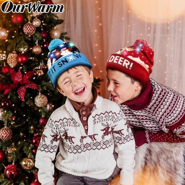 

christmas decorations ourwarm led knitted hat kids adults light up beanie santa ugly decoration