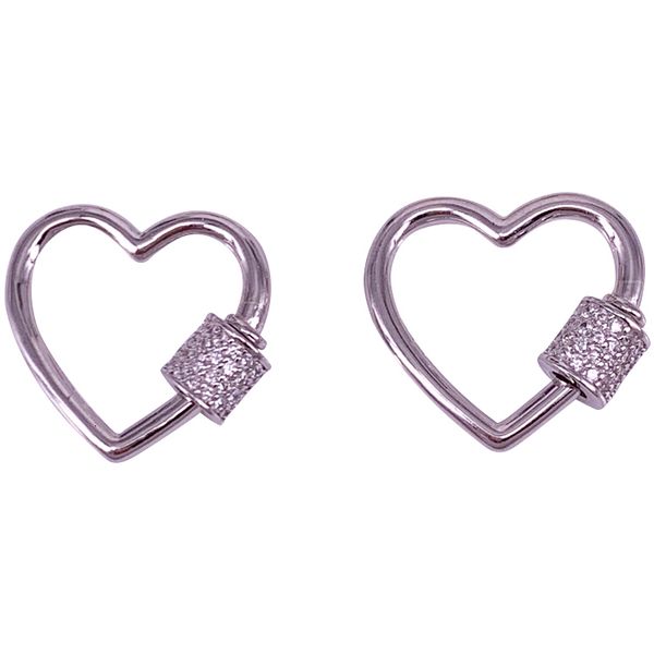

fashion accessories closure silver925 zirconate heart shape to unscrew 20mm, Silver