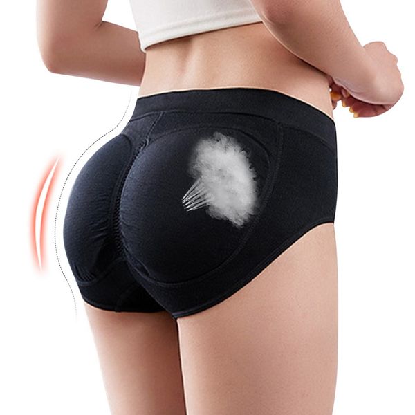 

oeak padded panties seamless bottom panties buttocks push up lingerie women's underwear good quality bulift briefs 2020, Black;pink
