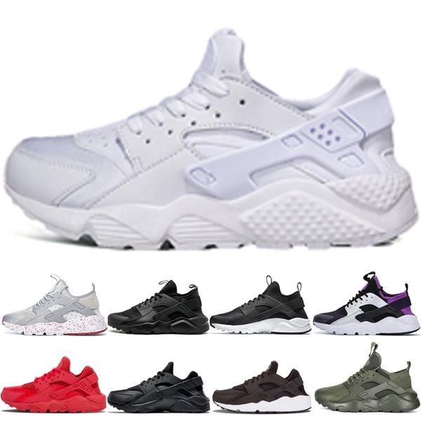 

новые приходят мужчины женщины кроссовок 1,0 4,0 huarache chaussures тройной белый черный фиолетовый зеленый серый белый красный точка кросс