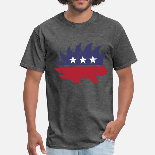 

libertarian porcupine t shirt мужчины симпатичные короткие рукава экипаж шеи формальное cute basic summer kawaii