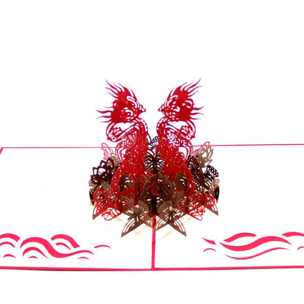 

invitation cards 3d laser cut handmade chinese style four directions dragon paper greeting cards postcard festival birthday gift