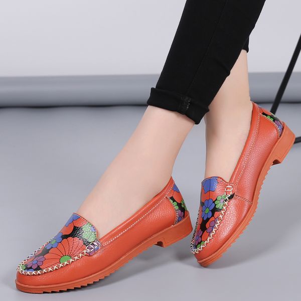 

woman's flats shoes spring soft genuine leather slip-on casual women footware shoes ladies loafers comfortable driving, Black